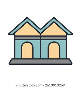 townhouse icon collection .design style with background