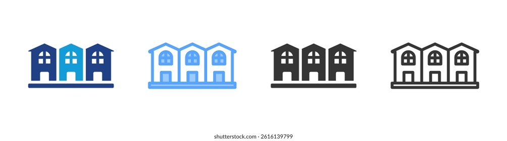 Townhouse icon set multiple style collection