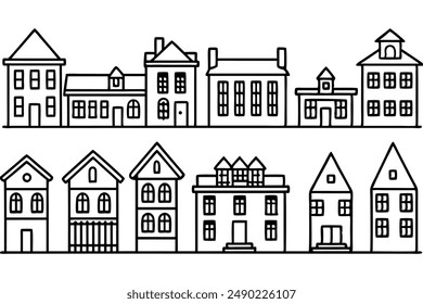 Townhouse Line Art Design Illustration City Residence Artwork