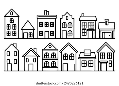 Townhouse Line Art Design Illustration Residential Townhouse Artwork