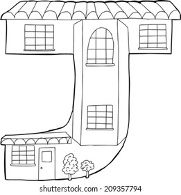 Townhouse in the outline of the letter "J"