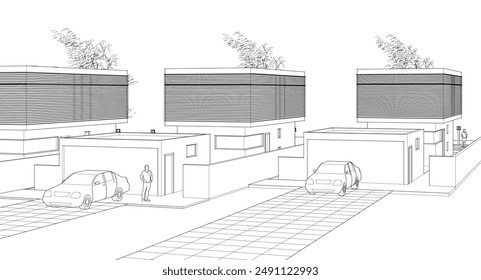 townhouse sketch concept 3d graphics	