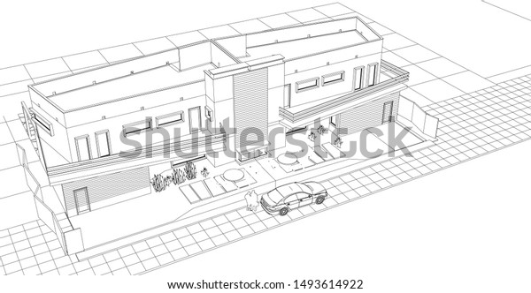 \
townhouse sketch project\
3d illustration