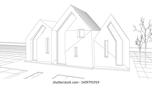 
townhouse street sketch 3d graphics