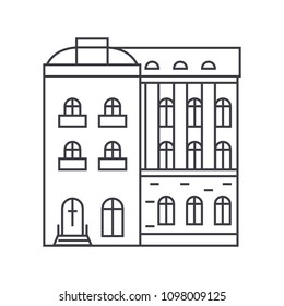 Townhouse thin line icon concept. Townhouse linear vector sign, symbol, illustration.