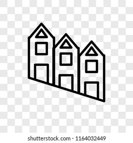Townhouse vector icon isolated on transparent background, Townhouse logo concept