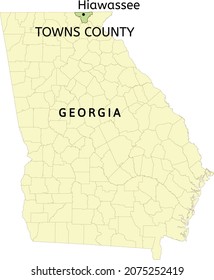 Towns County Town Hiawasseelocation On Georgia Stock Vector (royalty 