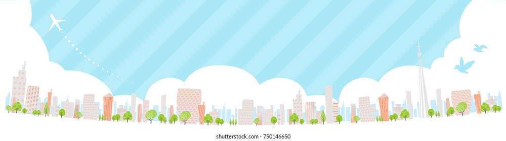 Townscape back image illustration_skyline wide