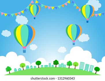 townscape and balloon with decoration
