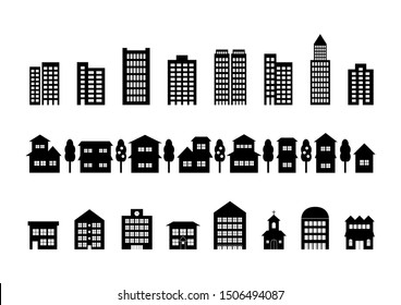 Townscape icons set. Vector illustration.