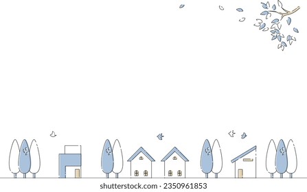 Townscape residential landscape illustration background material