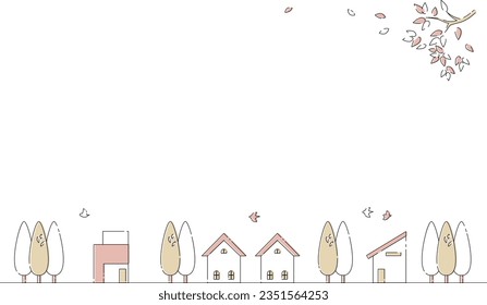 Townscape residential landscape illustration background material
