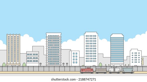 Material de ilustración de paisajes y trenes