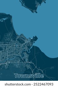 Townsville, Australia artistic blueprint map poster