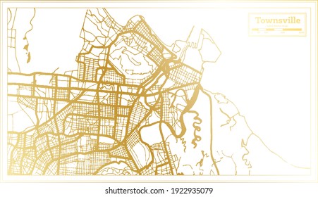 Townsville Australia City Map in Retro Style in Golden Color. Outline Map. Vector Illustration.