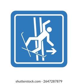 Towpath exit sign after skier falls