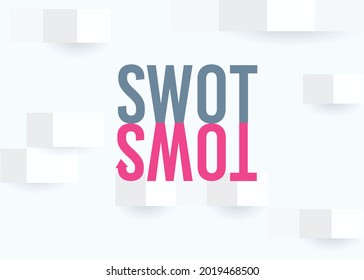 TOWS and SWOT analysis and minimal banner for business management and Marketing strategy, analysis, strength, weaknesses, opportunities and threats.