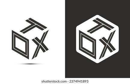 TOX letter logo design with illustrator cube logo, vector logo modern alphabet font overlap style. Premium Business logo icon. White color on black background