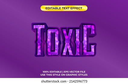 toxic 3d text effect with purple poison theme. typography template for toxic tittle game or film.