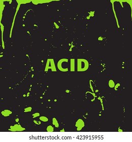 Toxic acid droplets on a black background