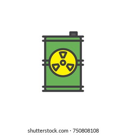 Toxic barrel filled outline icon, line vector sign, linear colorful pictogram isolated on white. Radioactive waste symbol, logo illustration. Pixel perfect vector graphics