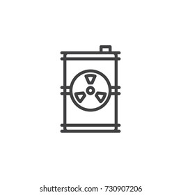 Toxic barrel line icon, outline vector sign, linear style pictogram isolated on white. Radioactive waste symbol, logo illustration. Editable stroke