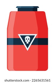 Toxic chemical barrel. Steel tank with dangerous waste. Container with skull icon in flat style. Dangerous substance. Storage of components