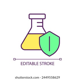 Toxic chemicals defense RGB color icon. Industrial harmful substances. Poisonous materials, health hazards. Isolated vector illustration. Simple filled line drawing. Editable stroke