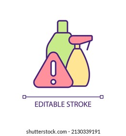 Toxic Chemicals In Detergents RGB Color Icon. Dangerous Substances. Hazardous Contents Of Household Cleaners. Isolated Vector Illustration. Simple Filled Line Drawing. Editable Stroke. Arial Font Used