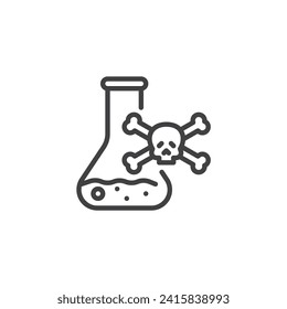 Toxic Chemicals Flask line icon. linear style sign for mobile concept and web design. Toxic substance outline vector icon. Symbol, logo illustration. Vector graphics