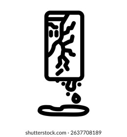 toxic chemicals leaking from e waste pollution line icon vector. toxic chemicals leaking from e waste pollution sign. isolated contour symbol black illustration