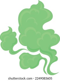 Toxic cloud. Cartoon green fart. Bad scent isolated on white background