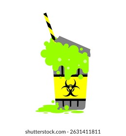 Toxic Cocktail. Biohazard Drink Green. Danger
