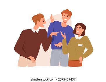Toxic Communication And Conflict Between Colleagues At Work. Aggressive Behavior Of Angry Employee Accusing Coworker. Bad Relation In Office Team. Flat Vector Illustration Isolated On White Background