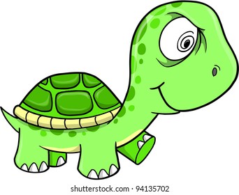 Toxic Crazy Green Turtle Vector Illustration Art