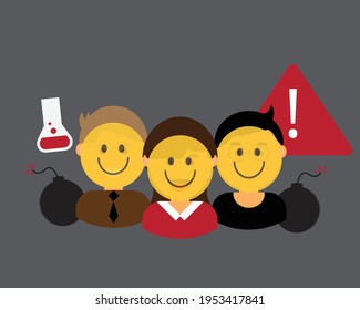 Toxic Culture At Workplace With Colleagues With Fake Smile Vector