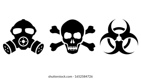 Toxic danger symbols set, vector illustrations isolated on white background