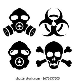 Toxic danger vector icons set isolated on white background, evil badge concept