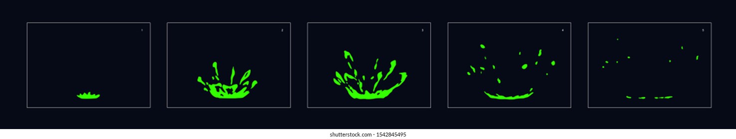 toxic drop splash special effect animation. toxic burst frames for flash animation in games, cartoon or something else.