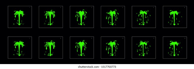 Toxic fall animation effect. water fall sprite sheet game, cartoon, motion or something else.