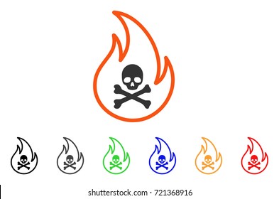 Toxic Fire icon. Vector illustration style is a flat iconic toxic fire symbol with black, grey, green, blue, red, orange color additional versions. Designed for web and software interfaces.