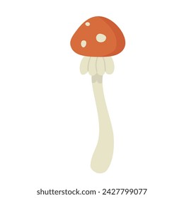 Hongo de bosque tóxico. Seta venenosa, ilustración vectorial de amanita muscaria