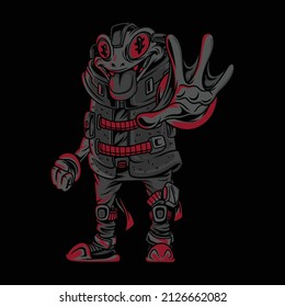 Toxic Frog character illustration with neon color style