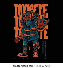 Toxic Frog illustration with poster style