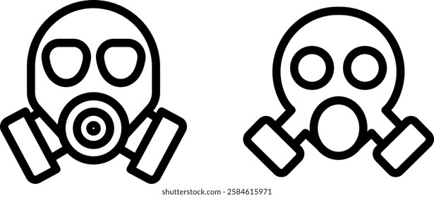 Toxic Gas Mask Symbol Vector Icon Set