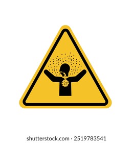 toxic gases asphyxiation symbol on the yellow triangle sign. Suitable for posters and web icons