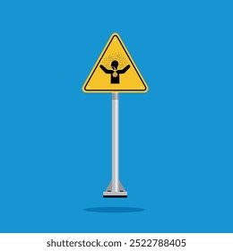 toxic gases asphyxiation symbol on the yellow triangle sign. Suitable for posters and web icons
