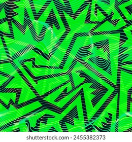 Toxic green colour geometric. Seamless pattern