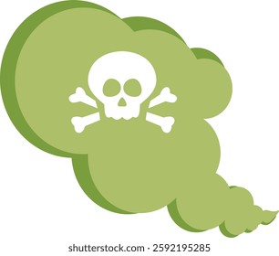 
Toxic Green Fumes with Death Symbol Vector Cartoon Illustration. Dangerous gas from polluted chemical site being unhealthy and even deadly 
