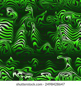 Toxic green geometric waves. Seamless pattern